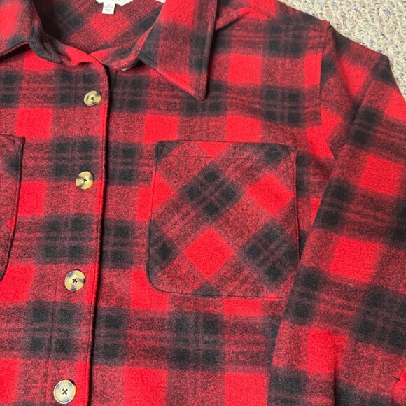 Terra & Sky womens Red and black Plaid Button-Up Shirt 4X - Picture 8 of 9